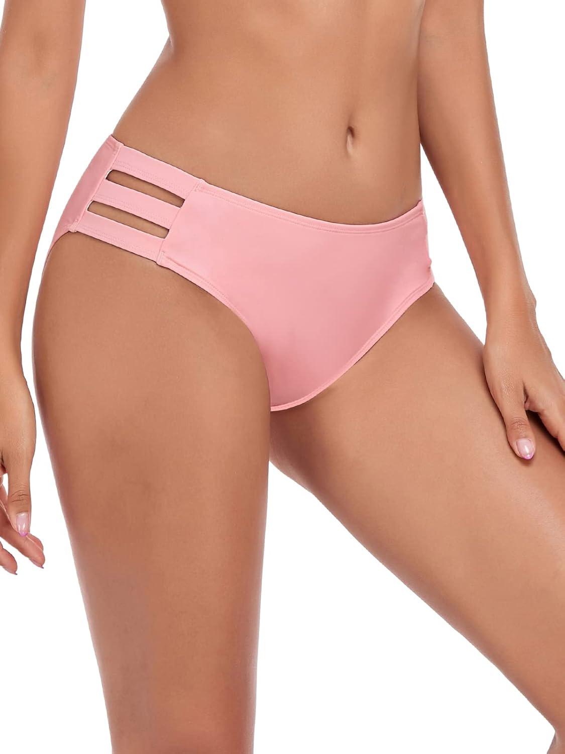 image:imageOcean Blues Womens Strappy Bikini Bottom Full Coverage Swim BriefsPink