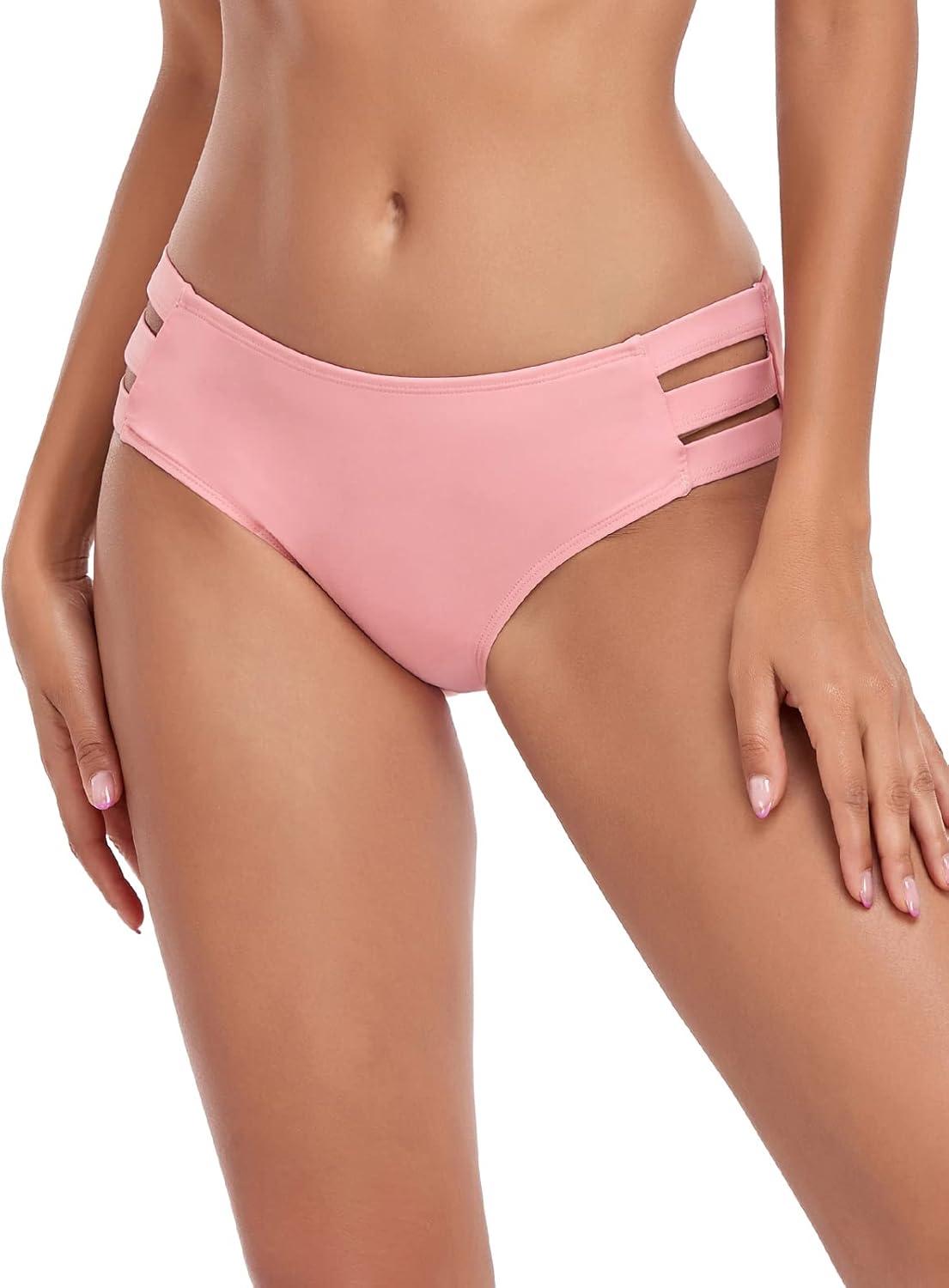image:imageOcean Blues Womens Strappy Bikini Bottom Full Coverage Swim BriefsPink