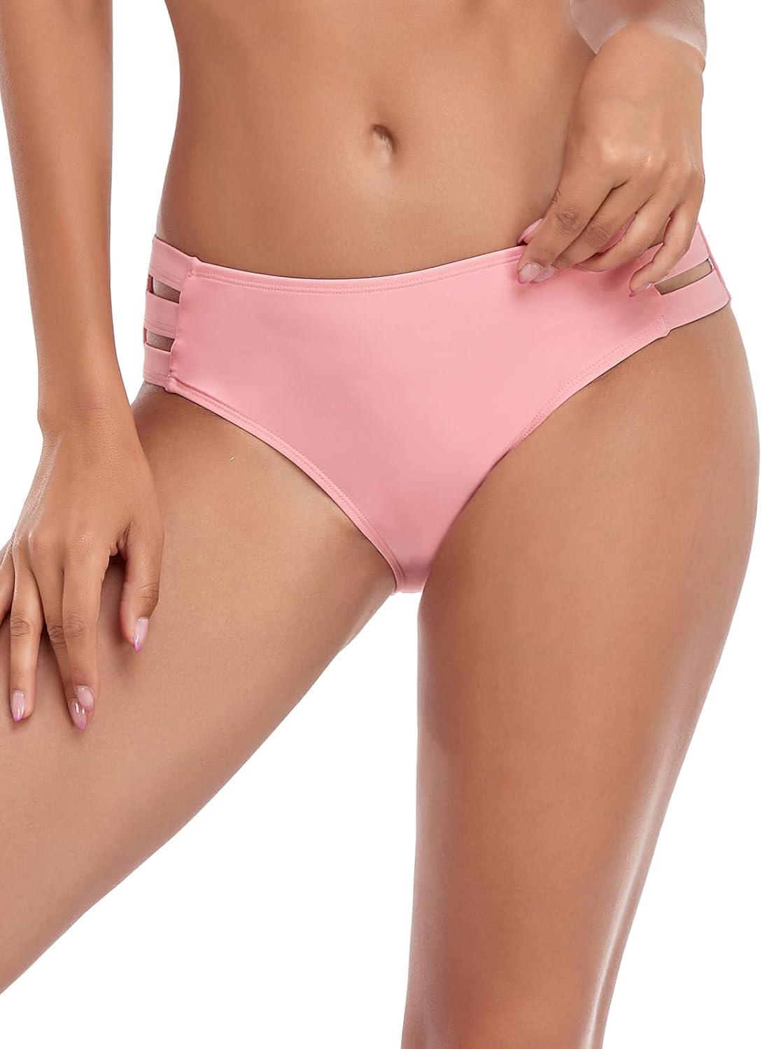 image:imageOcean Blues Womens Strappy Bikini Bottom Full Coverage Swim BriefsPink