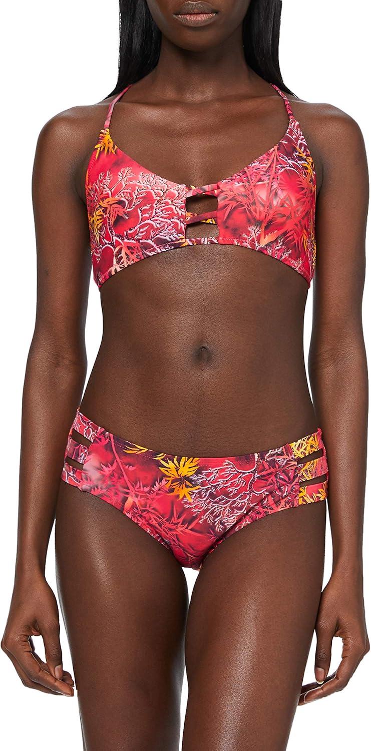 image:imageOcean Blues Womens Strappy Bikini Bottom Full Coverage Swim BriefsRed Floral