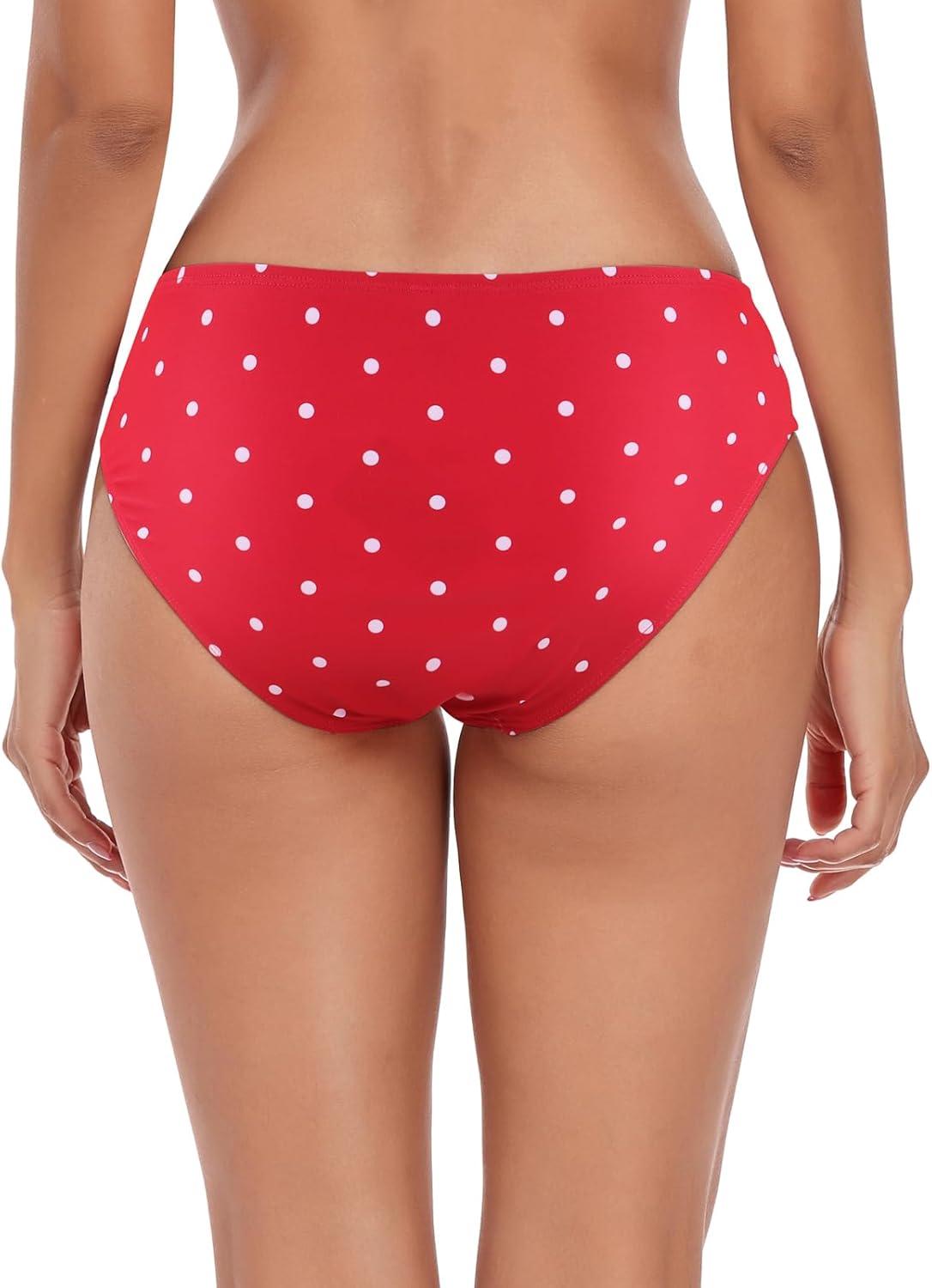 image:imageOcean Blues Womens Strappy Bikini Bottom Full Coverage Swim BriefsRed Polka Dot