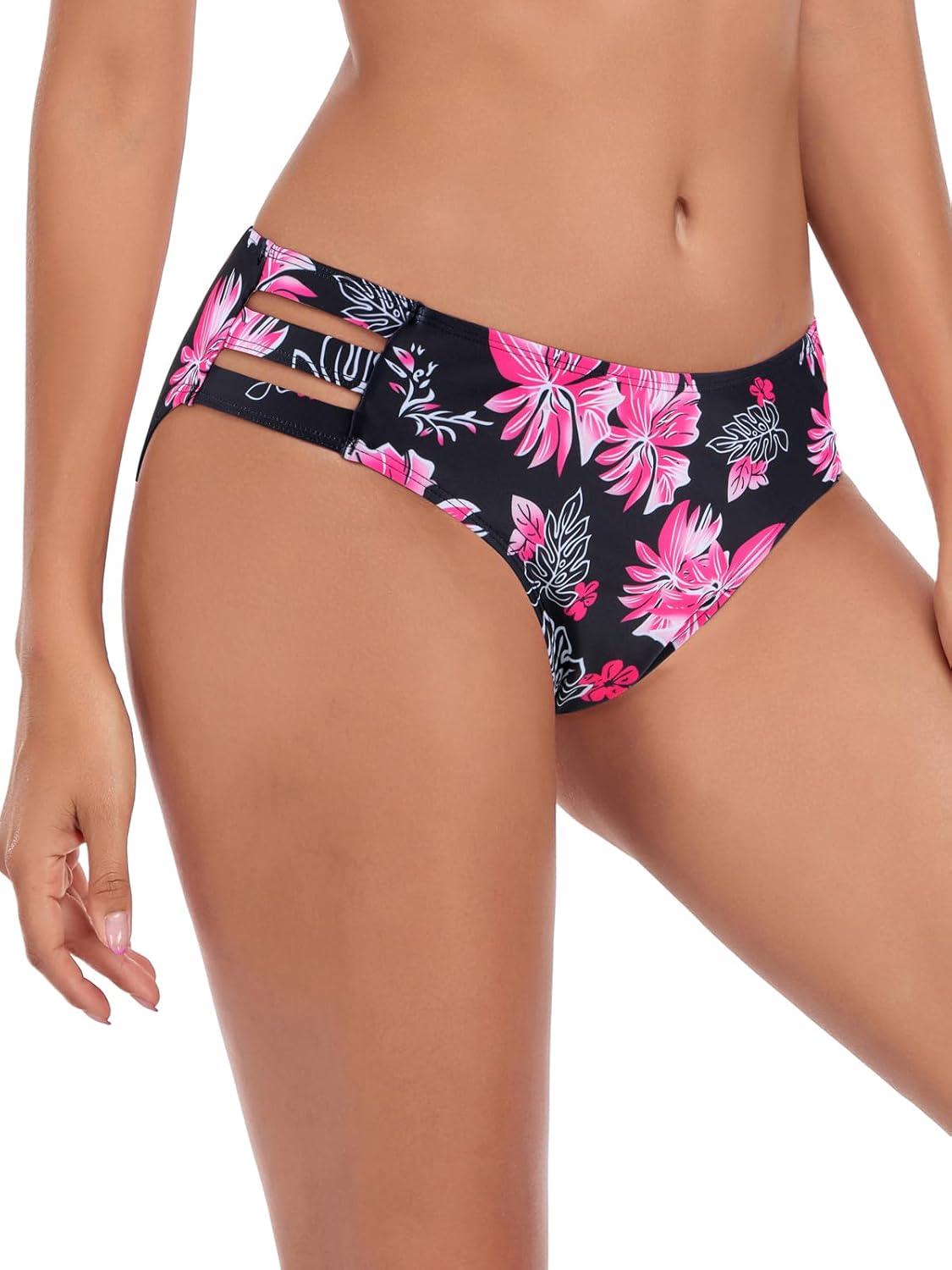 image:imageOcean Blues Womens Strappy Bikini Bottom Full Coverage Swim BriefsRose Redbud