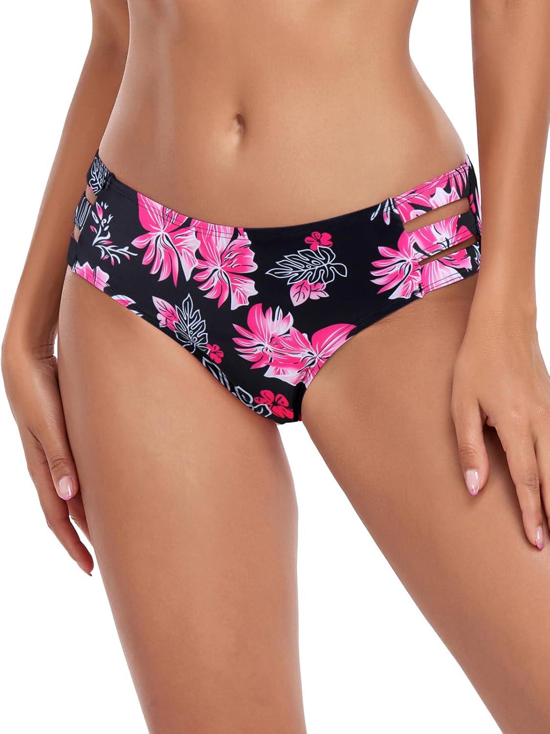 image:imageOcean Blues Womens Strappy Bikini Bottom Full Coverage Swim BriefsRose Redbud