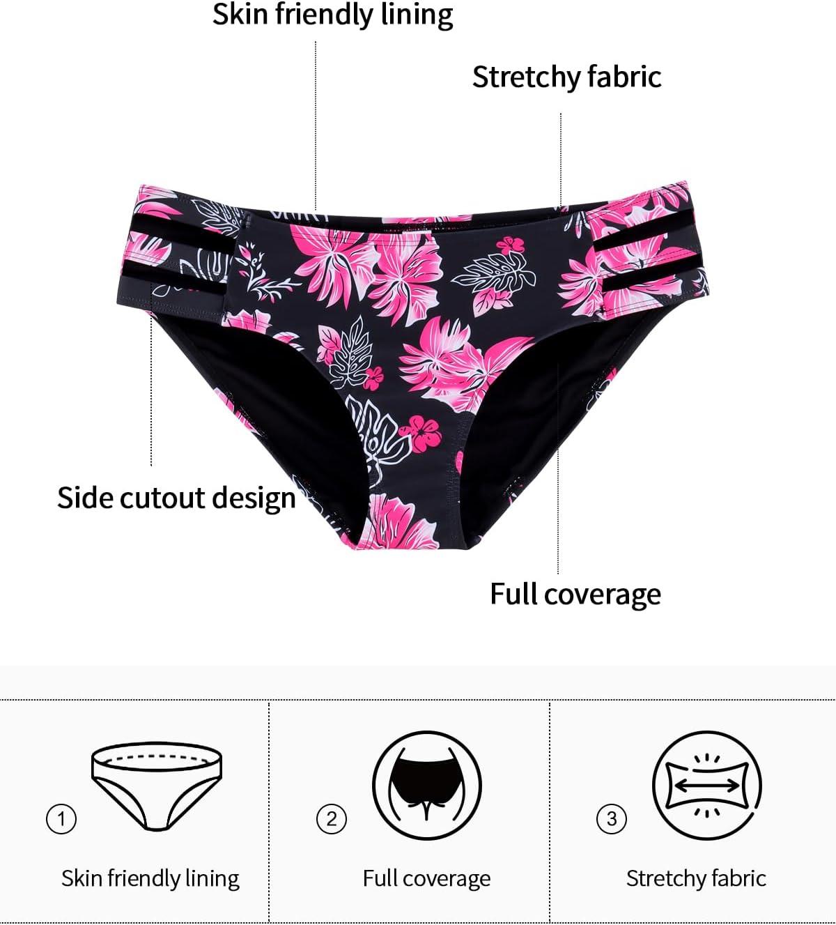 image:imageOcean Blues Womens Strappy Bikini Bottom Full Coverage Swim BriefsRose Redbud