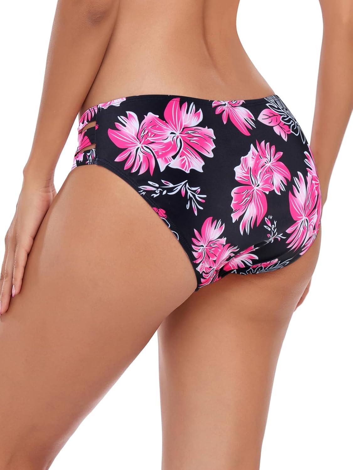image:imageOcean Blues Womens Strappy Bikini Bottom Full Coverage Swim BriefsRose Redbud