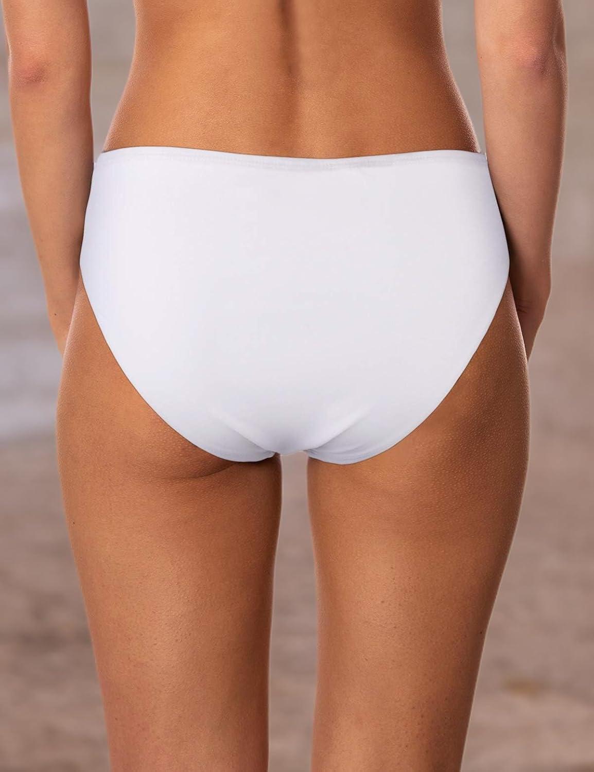 image:imageOcean Blues Womens Strappy Bikini Bottom Full Coverage Swim BriefsWhite