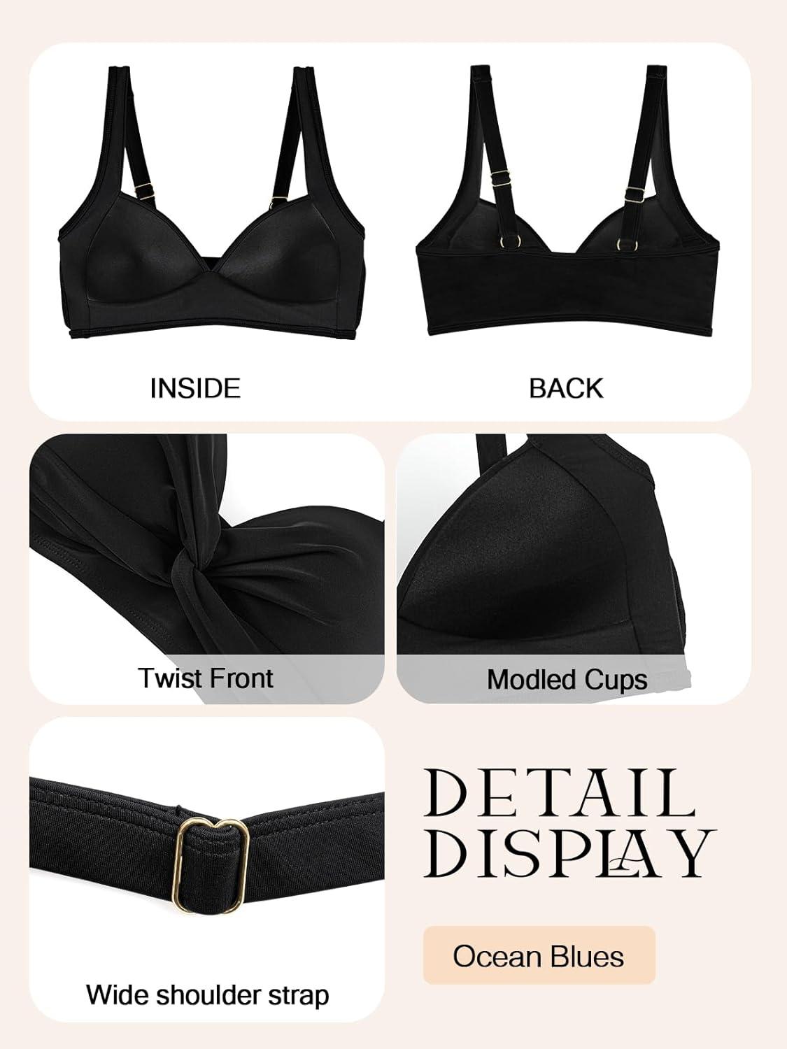 image:imageOcean Blues Womens Supportive Bikini Top Molded Swimsuit Top Without WireBlack