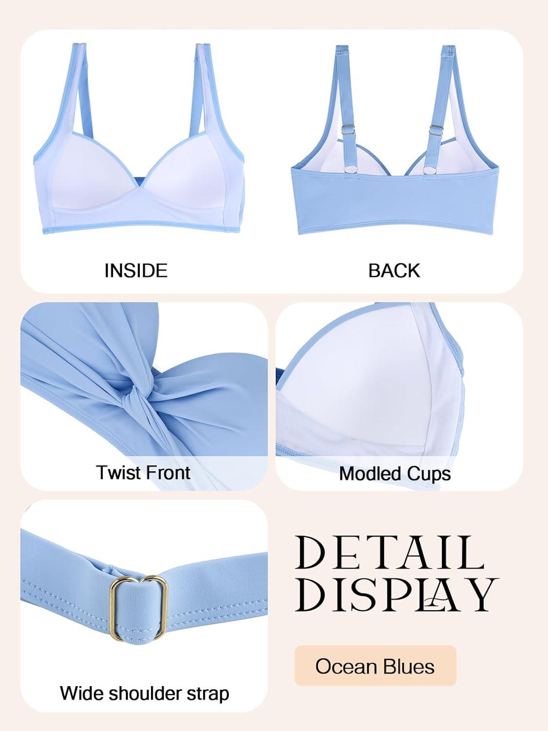image:imageOcean Blues Womens Supportive Bikini Top Molded Swimsuit Top Without WireSea Blue