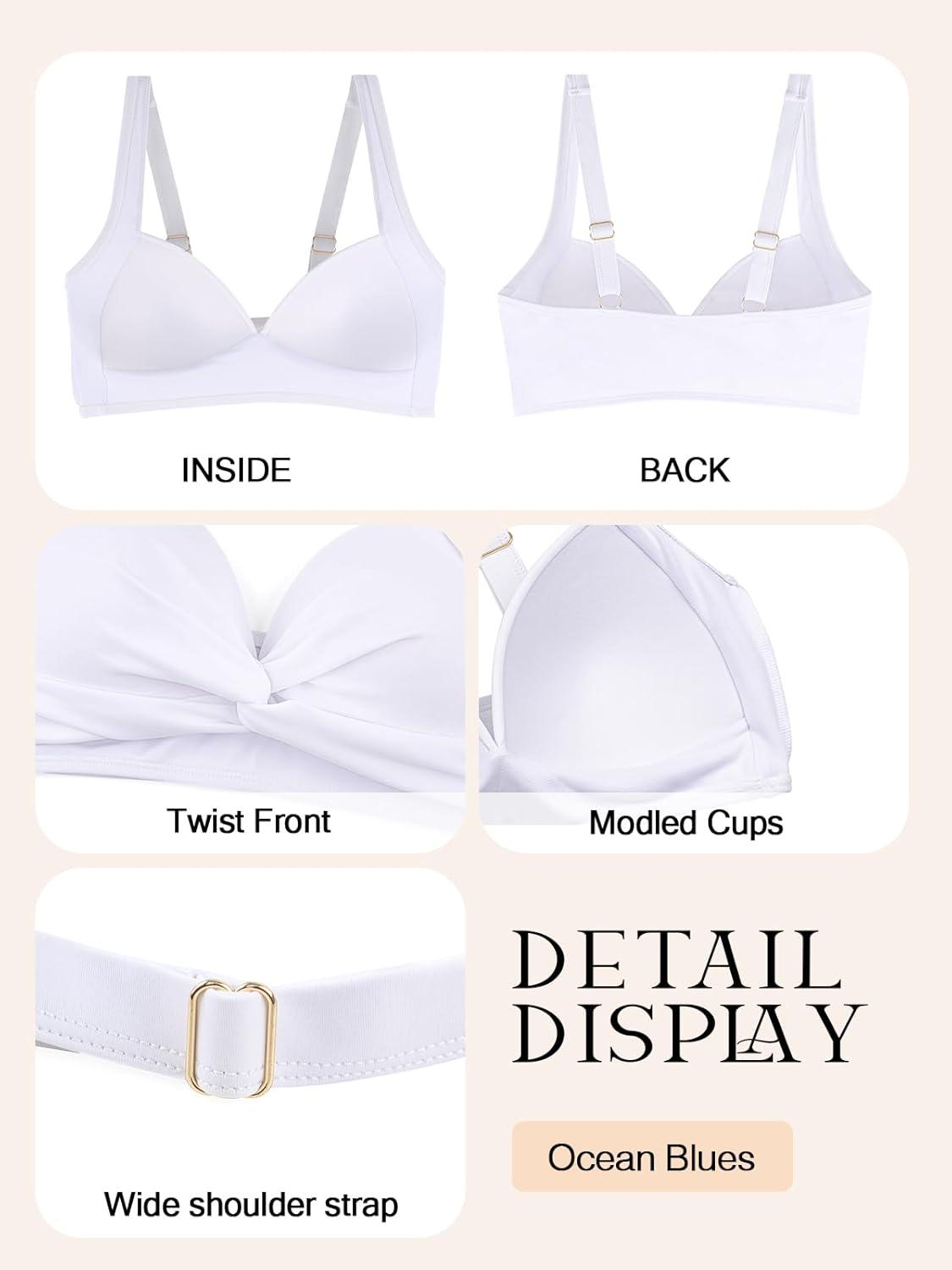 image:imageOcean Blues Womens Supportive Bikini Top Molded Swimsuit Top Without WireWhite