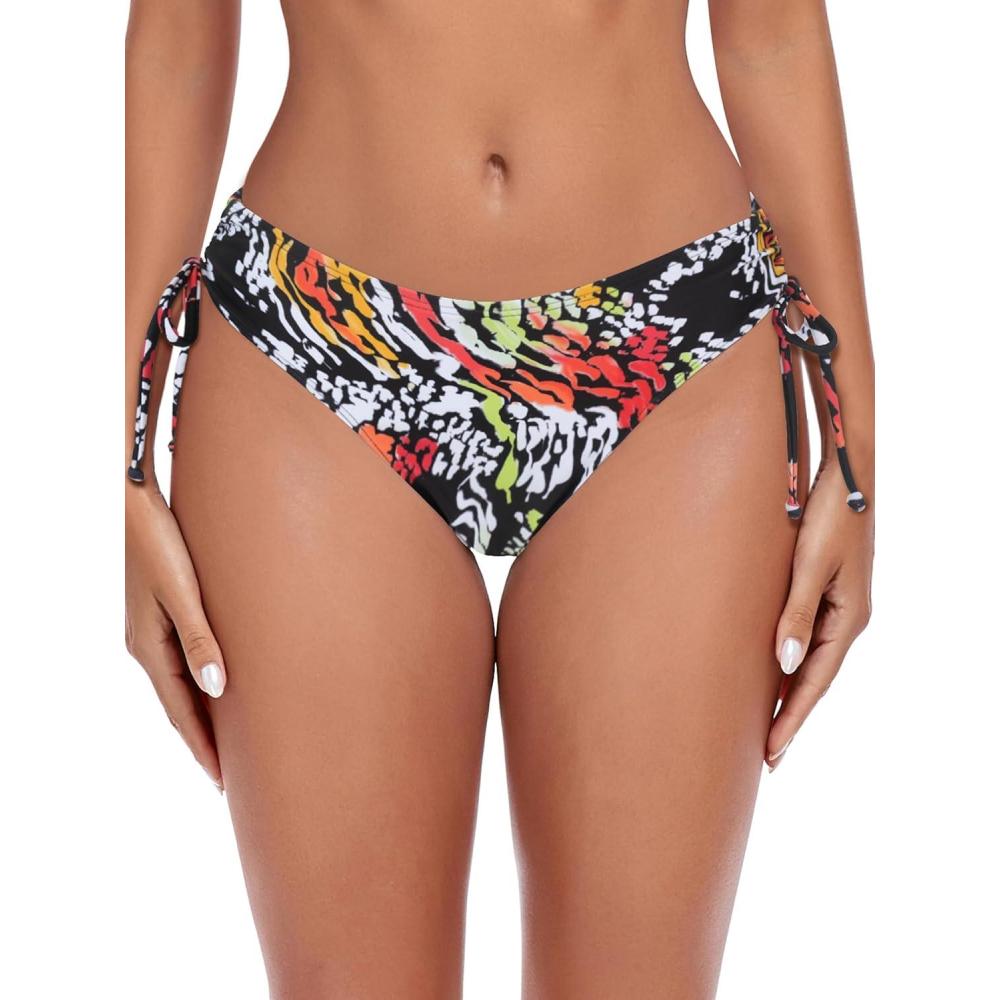 image:imageOcean Blues Womens Full Coverage Swim Bottom Tie Sides Bikini BottomMulti Leopard