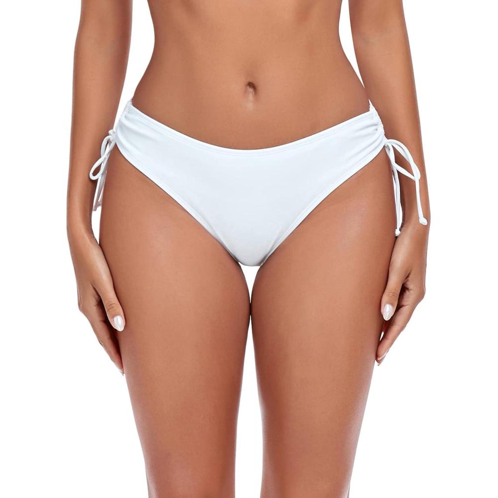 image:imageOcean Blues Womens Full Coverage Swim Bottom Tie Sides Bikini BottomWhite