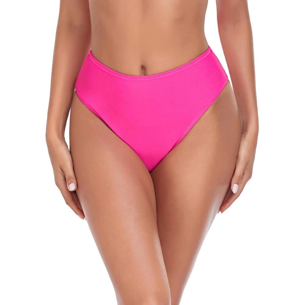 image:imageOcean Blues Womens High Leg Swimsuit High Waisted Bikini BottomHot Pink