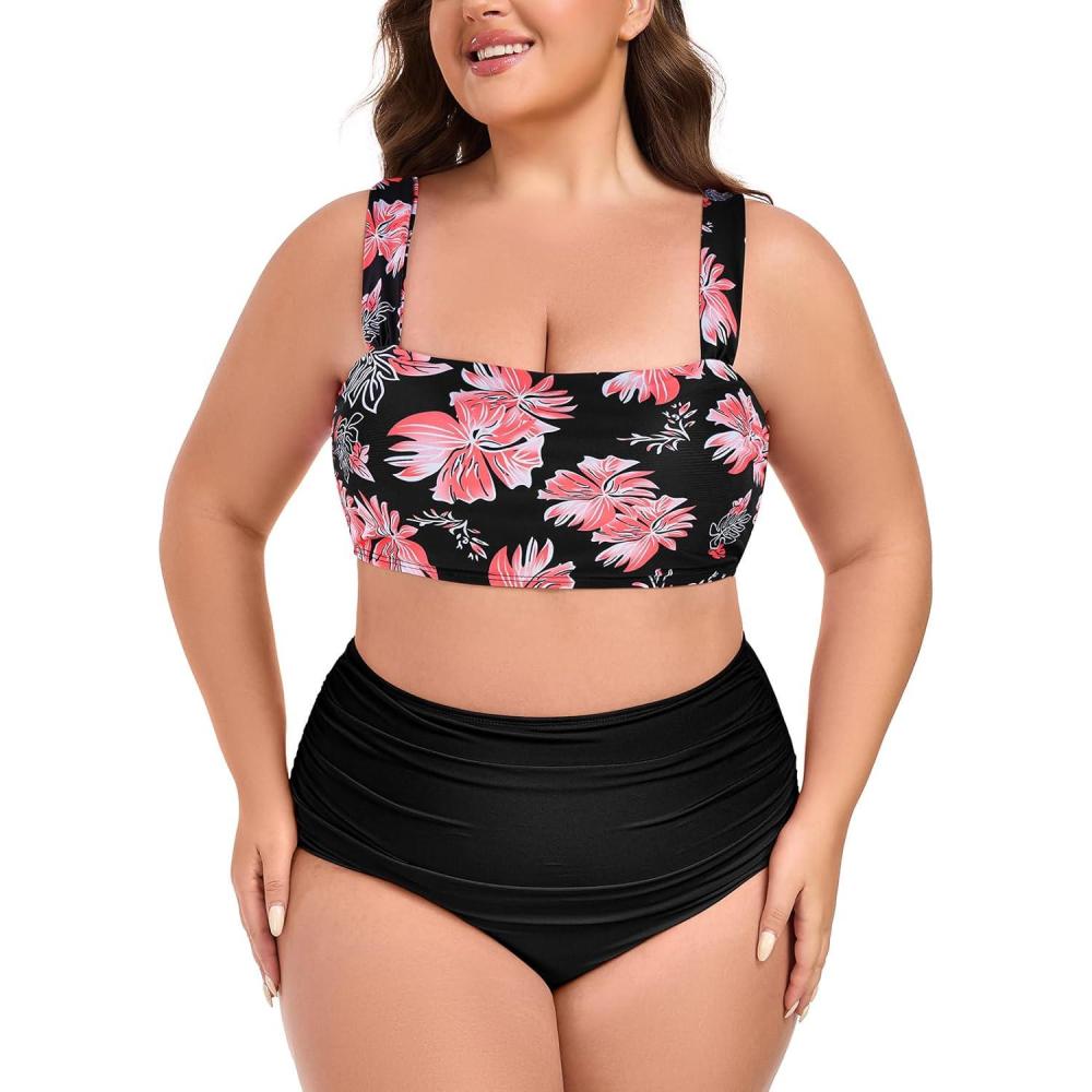 image:imageOcean Blues Womens High Waisted Bikini Set Two Piece Bathing SuitsOeange Redbud Black