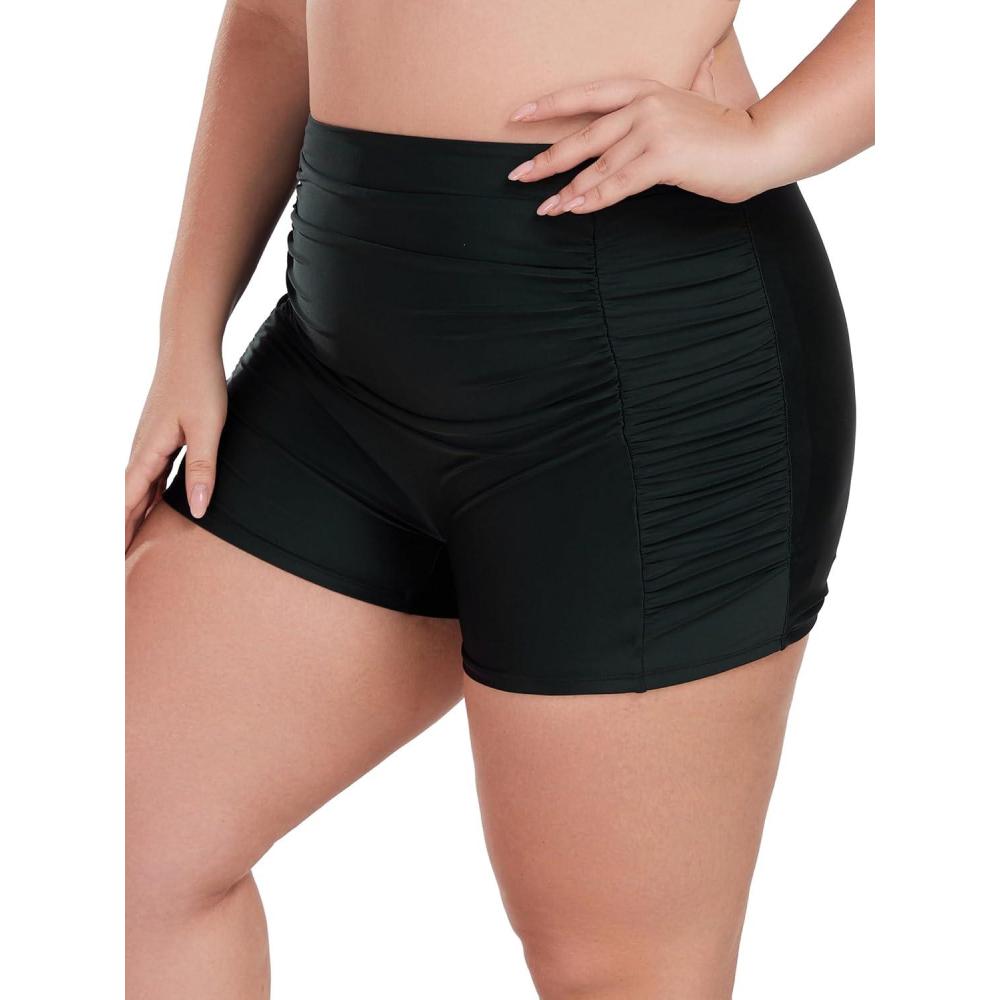 image:imageOcean Blues Womens Plus Size 3 High Waisted Board Shorts Tummy Control Swim Bottom Boyleg Tankini BottomBlack