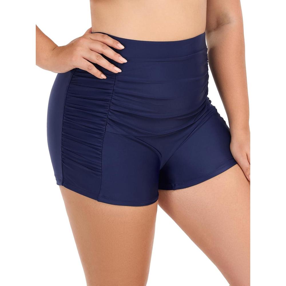 image:imageOcean Blues Womens Plus Size 3 High Waisted Board Shorts Tummy Control Swim Bottom Boyleg Tankini BottomNavy Blue