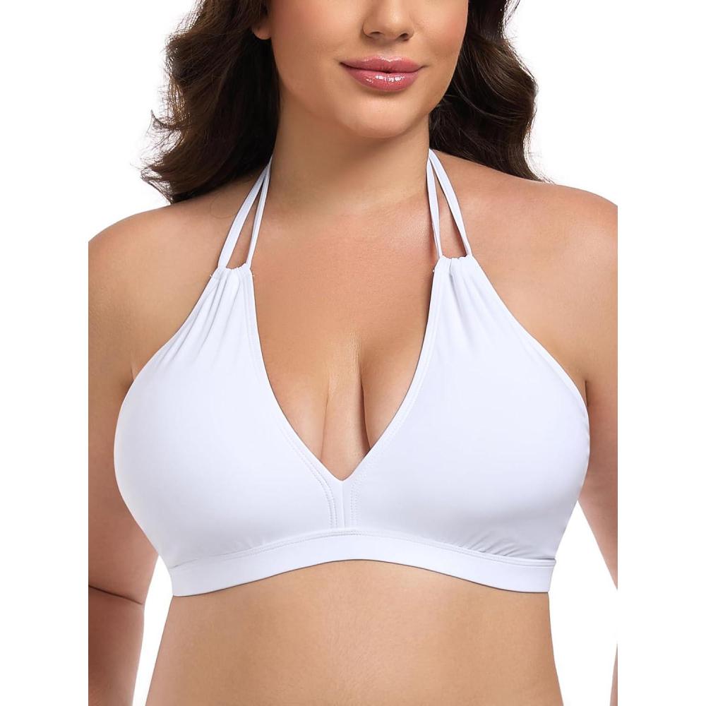 image:imageOcean Blues Womens Plus Size Cutout Bikini Top Halter Swimsuit TopWhite