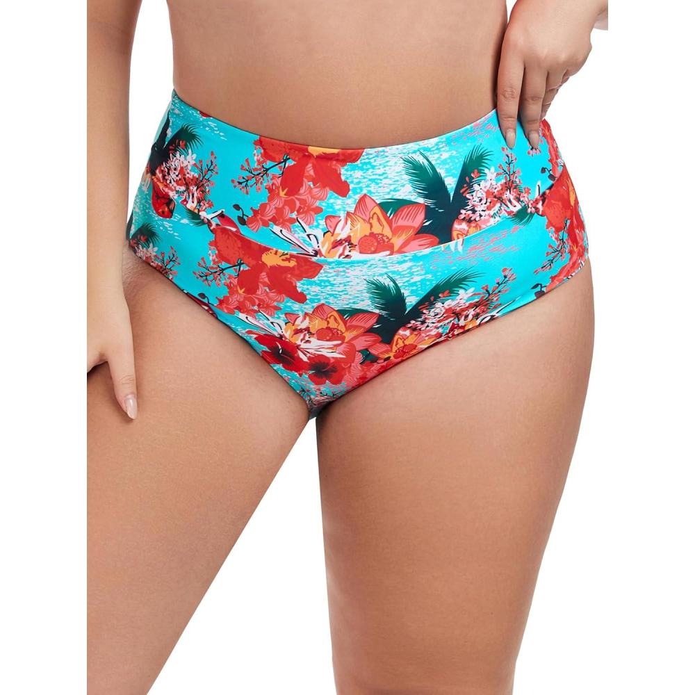 image:imageOcean Blues Womens Plus Size High Waisted Bikini Bottom Full Coverage Swim BottomBlue Floral