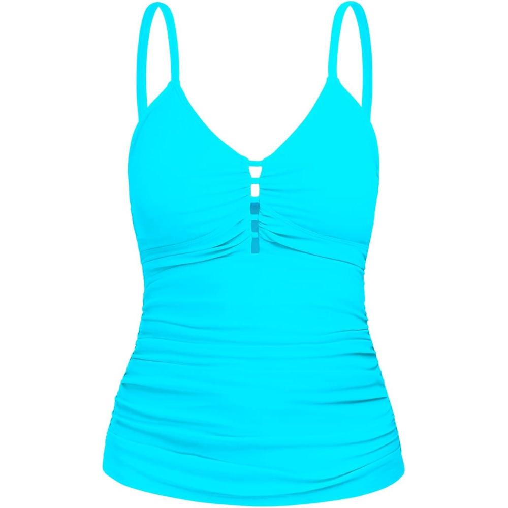 image:imageOcean Blues Womens Retro Tankini Swimsuit Shirring Tummy Control Tankini Top OnlySky Blue