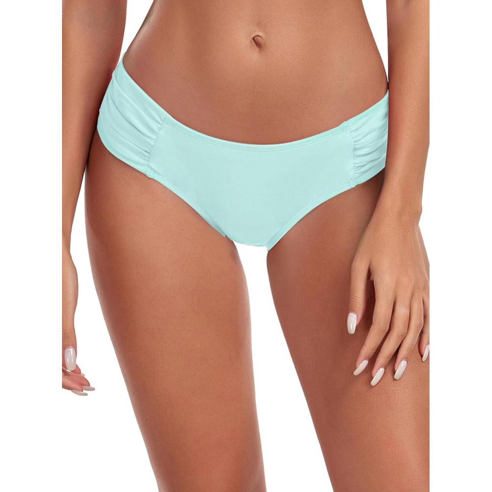 image:imageOcean Blues Womens Ruched Sides Bikini Bottom Medium Coverage Bikini BottomEggshell Blue