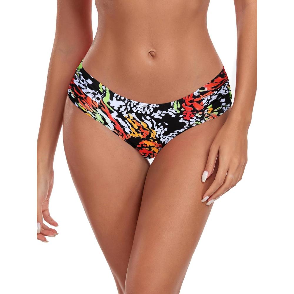 image:imageOcean Blues Womens Ruched Sides Bikini Bottom Medium Coverage Bikini BottomMulti Leopard