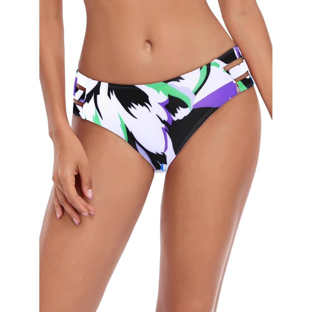 image:imageOcean Blues Womens Strappy Bikini Bottom Full Coverage Swim BriefsFloral
