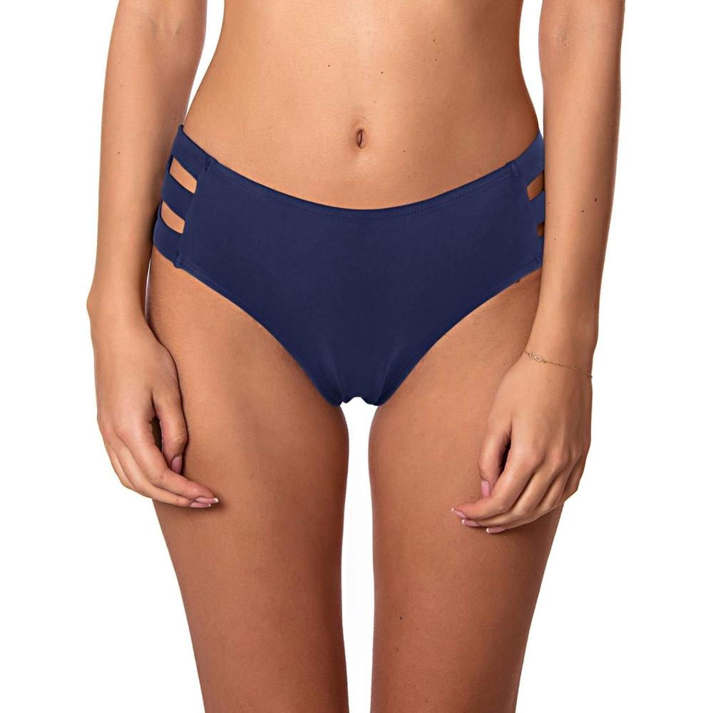 image:imageOcean Blues Womens Strappy Bikini Bottom Full Coverage Swim BriefsNavy Blue