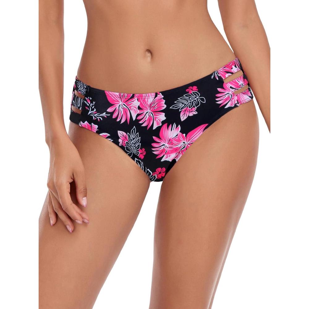 image:imageOcean Blues Womens Strappy Bikini Bottom Full Coverage Swim BriefsRose Redbud