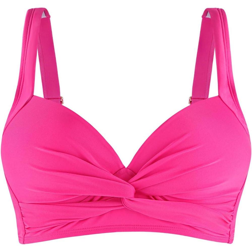 image:imageOcean Blues Womens Supportive Bikini Top Molded Swimsuit Top Without WireHot Pinkl