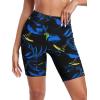 Ocean Blues Women’s 8″ High Waisted Swim Shorts with Pockets Tummy Control Board Shorts UPF 50+ Beach Shorts(Leaf Print)