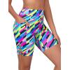 Ocean Blues Women’s 8″ High Waisted Swim Shorts with Pockets Tummy Control Board Shorts UPF 50+ Beach Shorts(Neon Striped)