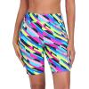 Ocean Blues Women’s 8″ High Waisted Swim Shorts with Pockets Tummy Control Board Shorts UPF 50+ Beach Shorts(Neon Striped)