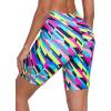 Ocean Blues Women’s 8″ High Waisted Swim Shorts with Pockets Tummy Control Board Shorts UPF 50+ Beach Shorts(Neon Striped)