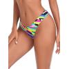 Ocean Blues Women’s Cheeky Brazilian Cut Bikini Bottom(Neon Striped)