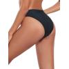 Ocean Blues Women’s Cheeky High Leg Bikini Bottom Mid Rise Swim Bottom(Black)