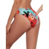 Ocean Blues Women’s Cheeky High Leg Bikini Bottom Mid Rise Swim Bottom(Blue Floral)