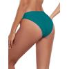 Ocean Blues Women’s Cheeky High Leg Bikini Bottom Mid Rise Swim Bottom(Dark Teal)
