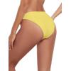 Ocean Blues Women’s Cheeky High Leg Bikini Bottom Mid Rise Swim Bottom(Lemon Yellow)