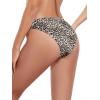 Ocean Blues Women’s Cheeky High Leg Bikini Bottom Mid Rise Swim Bottom(Leopard)
