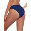 Ocean Blues Women’s Cheeky High Leg Bikini Bottom Mid Rise Swim Bottom(Navy Blue)