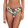 Ocean Blues Women’s Cheeky High Leg Bikini Bottom Mid Rise Swim Bottom(Neon Striped)