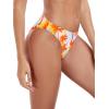Ocean Blues Women’s Cheeky High Leg Bikini Bottom Mid Rise Swim Bottom(Orange Coconut Tree)