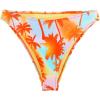 Ocean Blues Women’s Cheeky High Leg Bikini Bottom Mid Rise Swim Bottom(Orange Coconut Tree)