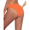 Ocean Blues Women’s Cheeky High Leg Bikini Bottom Mid Rise Swim Bottom(Orange-red)