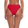Ocean Blues Women’s Cheeky High Leg Bikini Bottom Mid Rise Swim Bottom(Red)
