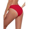 Ocean Blues Women’s Cheeky High Leg Bikini Bottom Mid Rise Swim Bottom(Red)