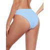Ocean Blues Women’s Cheeky High Leg Bikini Bottom Mid Rise Swim Bottom(Sea Blue)