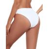 Ocean Blues Women’s Cheeky High Leg Bikini Bottom Mid Rise Swim Bottom(White)