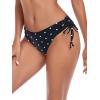 Ocean Blues Women’s Full Coverage Swim Bottom Tie Sides Bikini Bottom(Black Polka Dot)