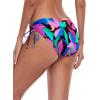 Ocean Blues Women’s Full Coverage Swim Bottom Tie Sides Bikini Bottom(Colorful Leaves)