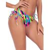 Ocean Blues Women’s Full Coverage Swim Bottom Tie Sides Bikini Bottom(Neon Striped)
